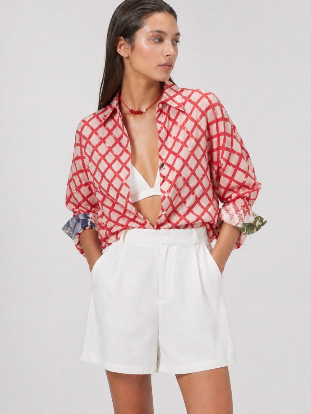 Lanhtropy Island Linen Shirt Tangier Print 100% Organic Linen Oversized L